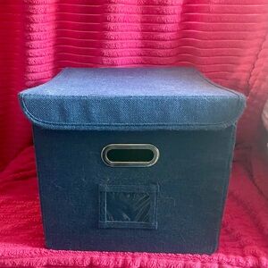 Blue Portable File Organizer Box with Lid AND Hanging Files